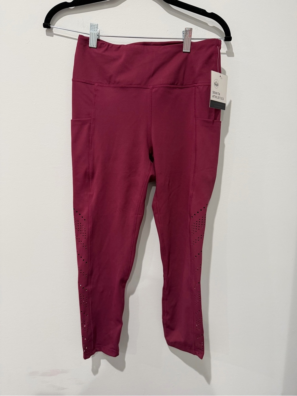 Senita Athletics Wine High-Rise Leggings with Side Pockets